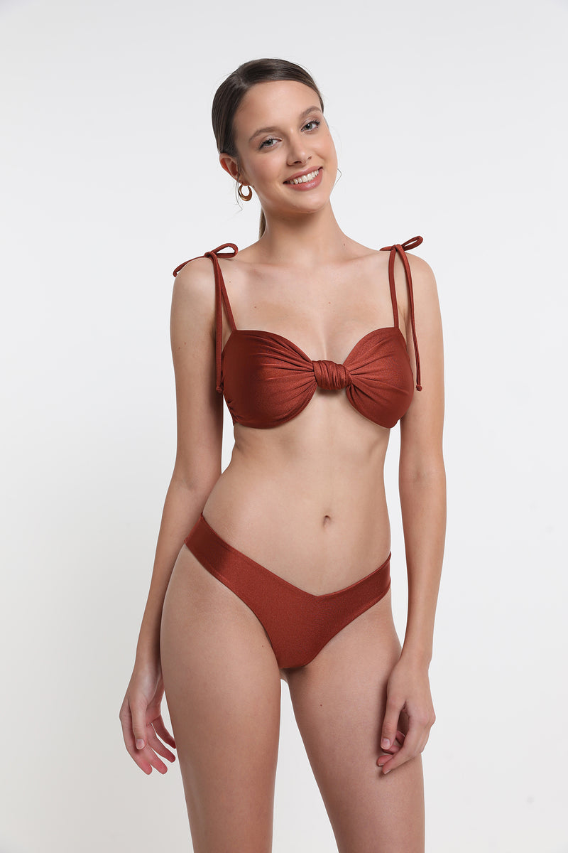 IBIZA Brown Bandeau with tie front
