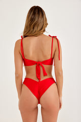 IBIZA Red Bandeau with tie front
