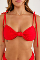 IBIZA Red Bandeau with tie front